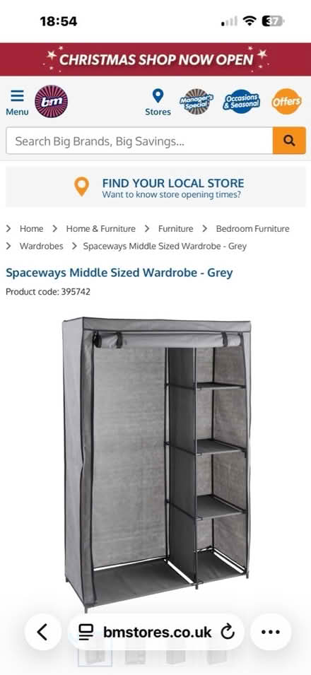 Photo of free Canvas wardrobe with shelves (Porthywaen SY10) #2