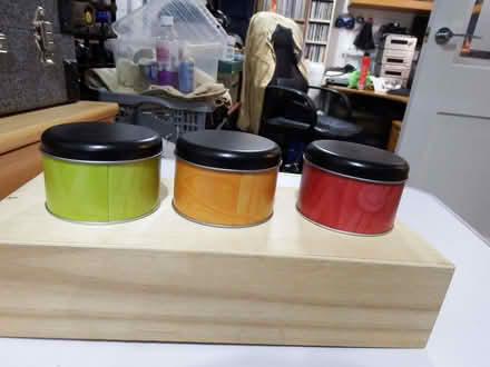 Photo of free 3 Metal Spice Tins And Wooden Box. (Vale LA1) #3
