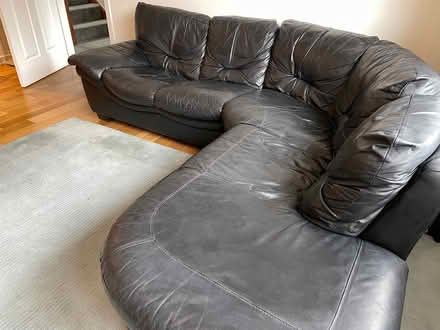 Photo of free Black leather corner sofa (Westerton, Bearsden G61) #2