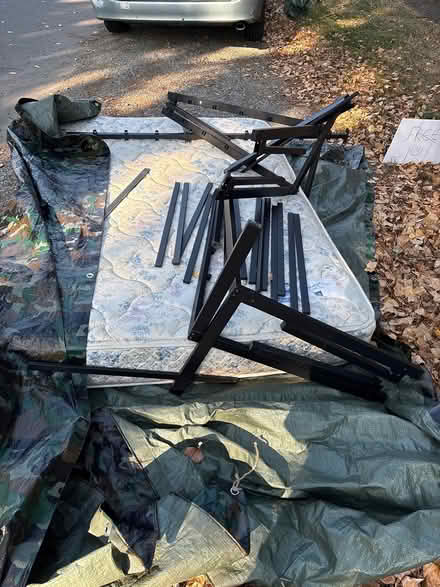 Photo of free Full sized metal bed frame (5825 S Fife Street) #1