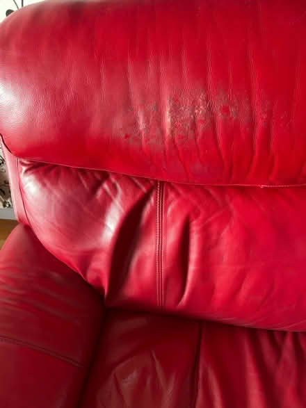 Photo of free 2/3 seater red leather sofa (Bh21 3te) #4