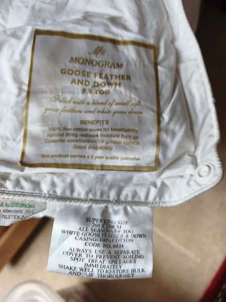 Photo of free Superking Feather & Down Duvet (West Peckham ME18) #1