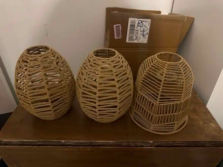 Photo of free 3 x wicker lamp shades (walthamstow, E17) #1