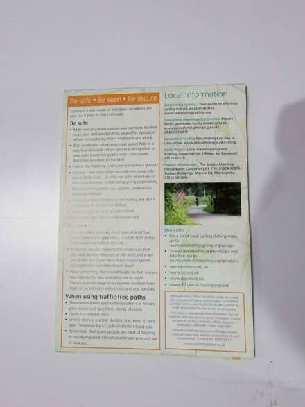 Photo of free Morecambe & Lancaster Cycling & Walking Map (Vale LA1) #2