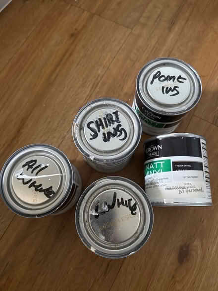 Photo of free Various white Crown paint tins (Crookes S10) #1