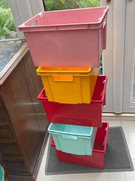 Photo of free Five small stack and store boxes (Addiscombe CR0) #1