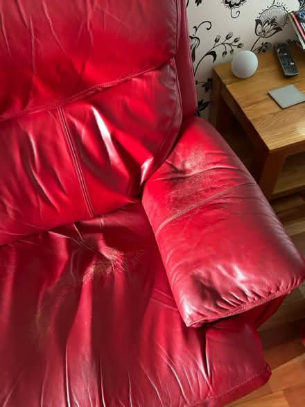 Photo of free 2/3 seater red leather sofa (Bh21 3te) #2