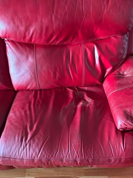 Photo of free 2/3 seater red leather sofa (Bh21 3te) #3