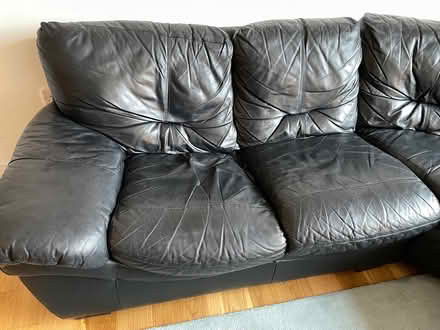 Photo of free Black leather corner sofa (Westerton, Bearsden G61) #3
