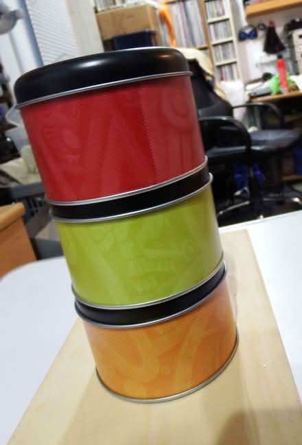 Photo of free 3 Metal Spice Tins And Wooden Box. (Vale LA1) #2