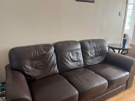 Photo of free Brown Leather Couch (Baldoyle Dublin 13) #2