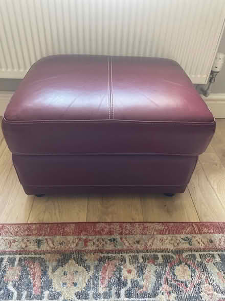 Photo of free Leather sofa, armchair and pouffe (with internal storage) (Dunston LN4) #3