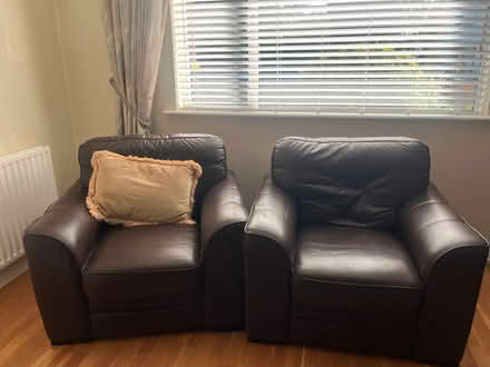Photo of free Brown Leather Couch (Baldoyle Dublin 13) #1