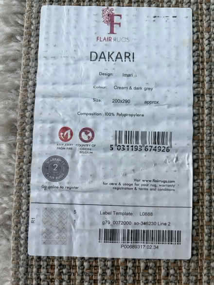 Photo of free Dunelm rug (Highcliffe BH23 5BA) #3