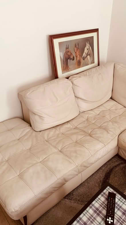 Photo of free Leather beige corner sofa (North Finchley N12) #1