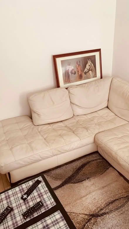 Photo of free Leather beige corner sofa (North Finchley N12) #4