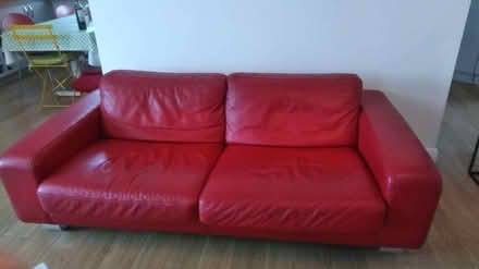 Photo of free Red Leather Sofa (Peartree Bridge MK6) #1