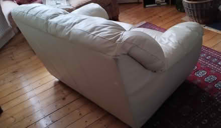 Photo of free White leather sofa, 2 seater (Eastbourne BN22) #2