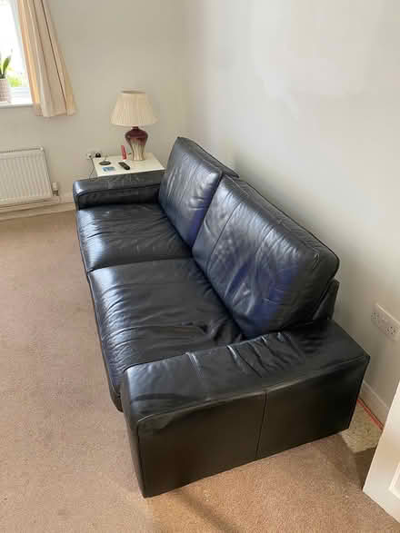 Photo of free Black Leather 2/3 seater sofa (West Buckland) #2