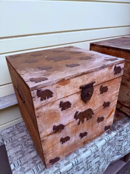 Photo of free Two rustic wood storage boxes (San Leandro) #1