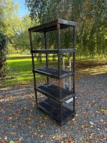 Photo of free Black plastic garage shelves (Elmsted TN25) #1