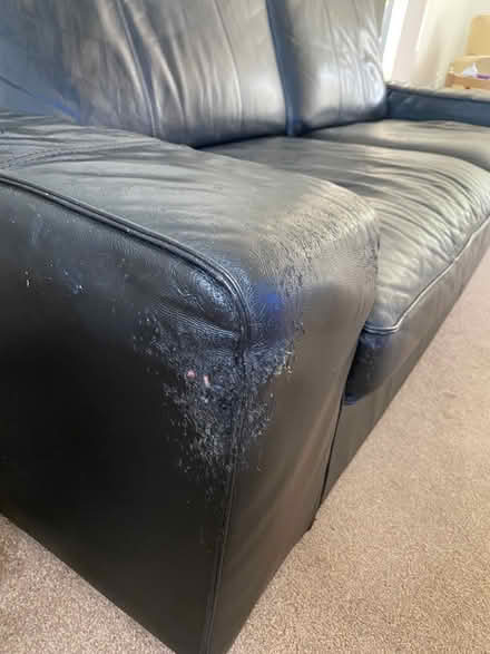 Photo of free Black Leather 2/3 seater sofa (West Buckland) #3