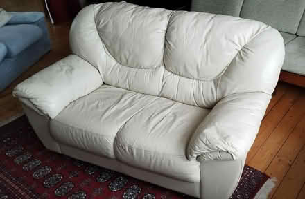 Photo of free White leather sofa, 2 seater (Eastbourne BN22) #1