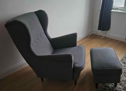 Photo of free Grey Armchair & footstool (Waltham cross EN8) #1