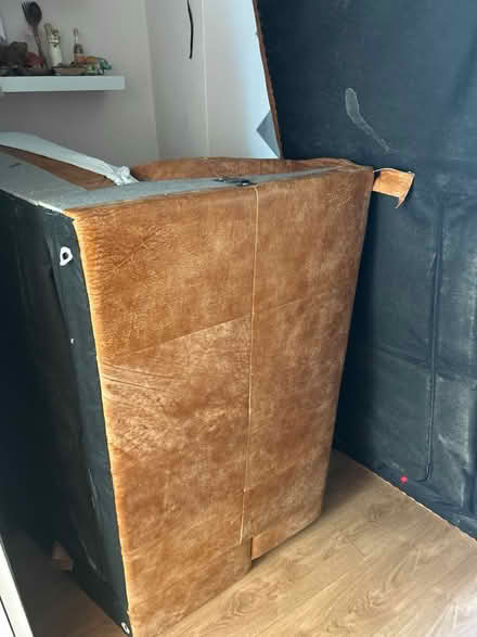 Photo of free Brown leather L shape sofa (Golborne WA3) #2