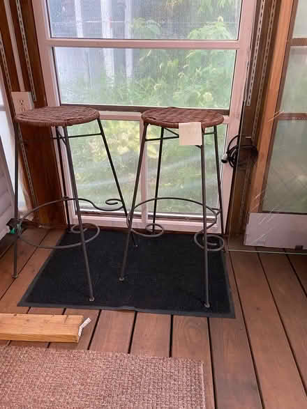 Photo of free 2 rattan/metal bar stools (Springfield) #1