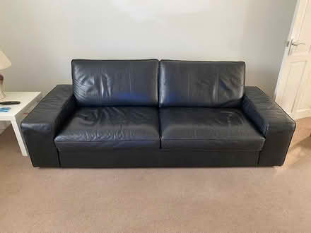 Photo of free Black Leather 2/3 seater sofa (West Buckland) #1