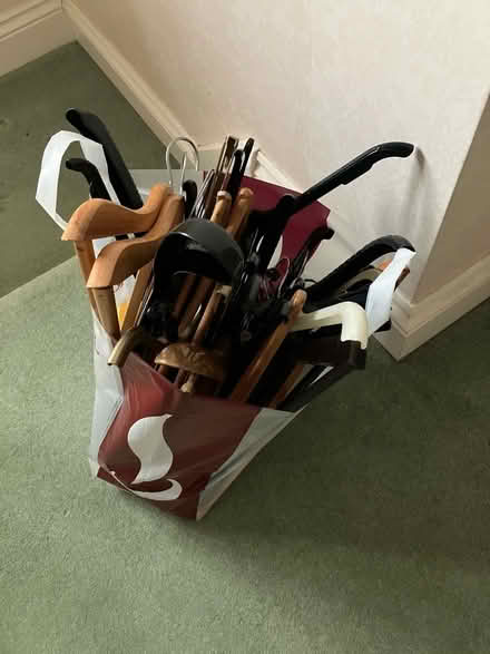 Photo of free Bag of assorted clothes hangers (Stock CM4) #1