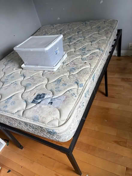 Photo of free Full sized metal bed frame (5825 S Fife Street) #1