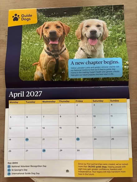 Photo of free 2027 Guide Dogs calendar (Ashford, Surrey TW15) #2