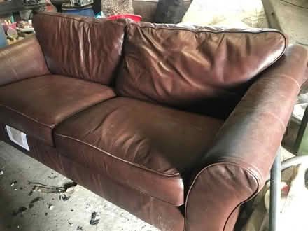 Photo of free brown leather settee (BT23 Moneyreagh area) #2