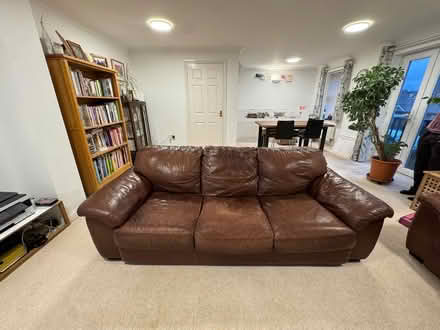 Photo of free Brown leather sofs (Grange Farm IP5) #1