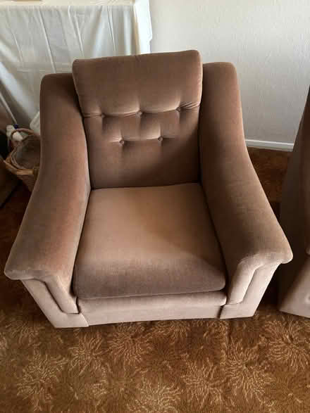 Photo of free Mink brown upholstered sofa and two chairs (Harwell OX11) #2