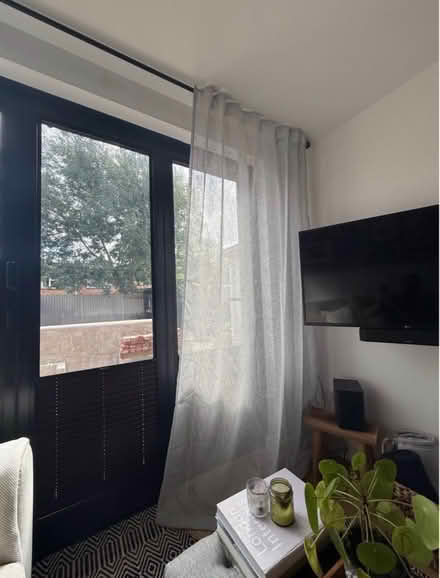 Photo of free Black metal curtain pole/ x2 Ends/ grey curtains (Bracknell RG12) #2
