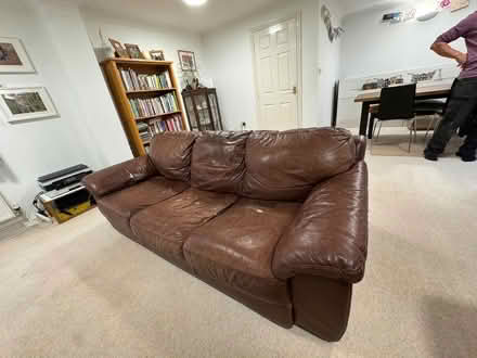 Photo of free Brown leather sofs (Grange Farm IP5) #3