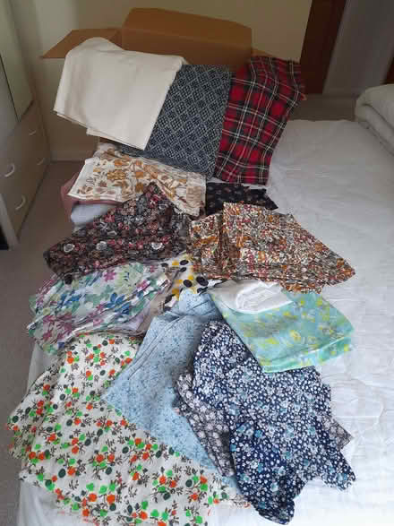 Photo of free A box of assorted fabric pieces (Kirby Cross CO13) #1