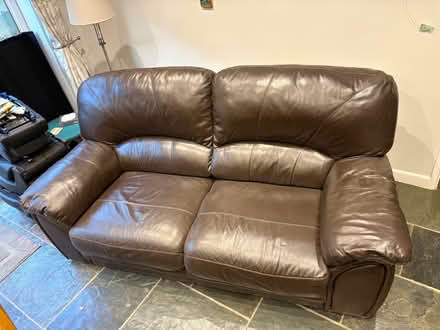 Photo of free Brown Leather sofas (Woodmancote GL11) #1