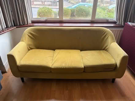 Photo of free Velvet sofa. Mustard colour (Mottingham SE9) #1