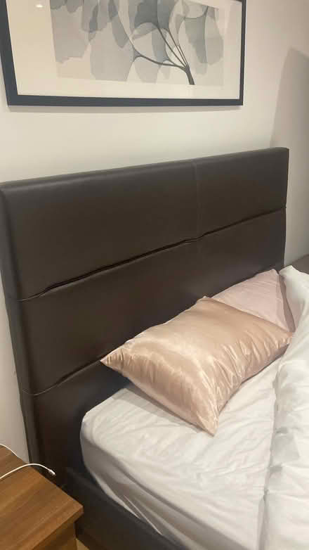 Photo of free Double faux leather bed and mattress (Tufnell Park N19) #2