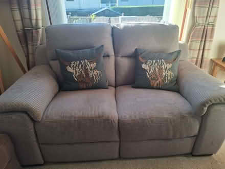 Photo of free Beige dog tooth two seater sofa (Peterculter AB14) #1
