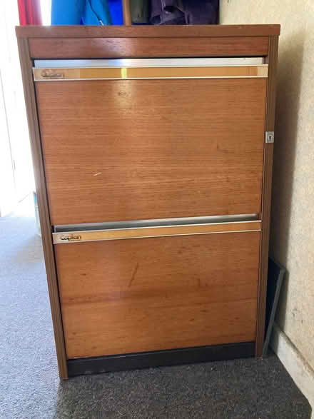 Photo of free 2 drawer wooden filing cabinet, (Garsington OX44) #1