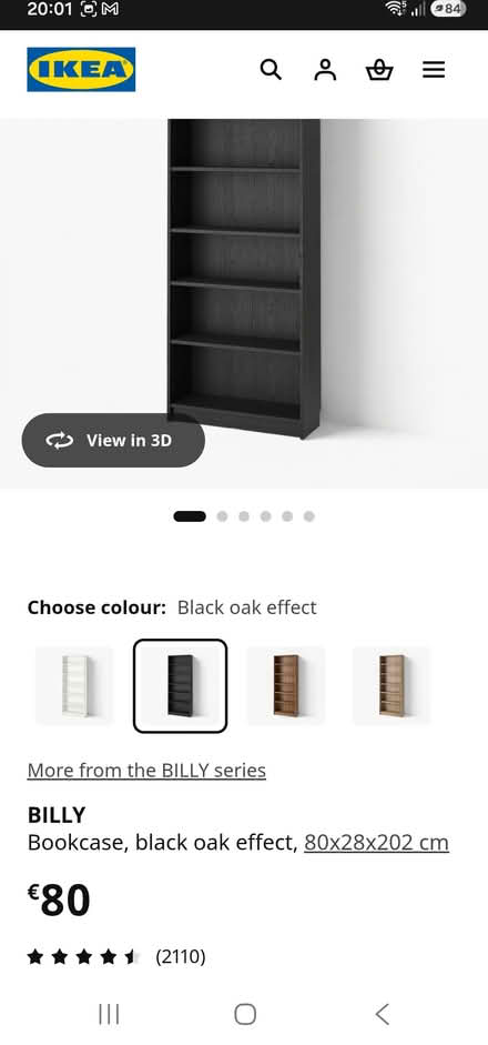Photo of free Tall, black ikea Billy book case (Shankill) #1