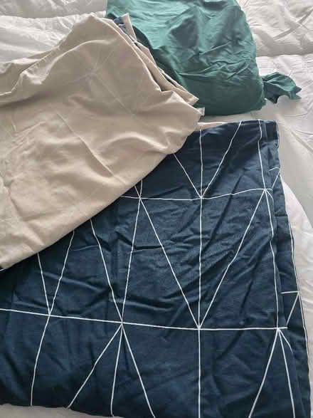 Photo of free Teal/ beige Double duvet cover and sheet (Portchester PO16) #1