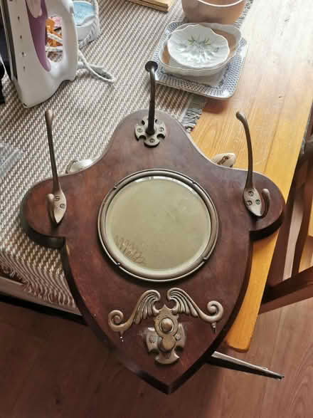Photo of free Antique mirror with hooks for hats (D6W) #2