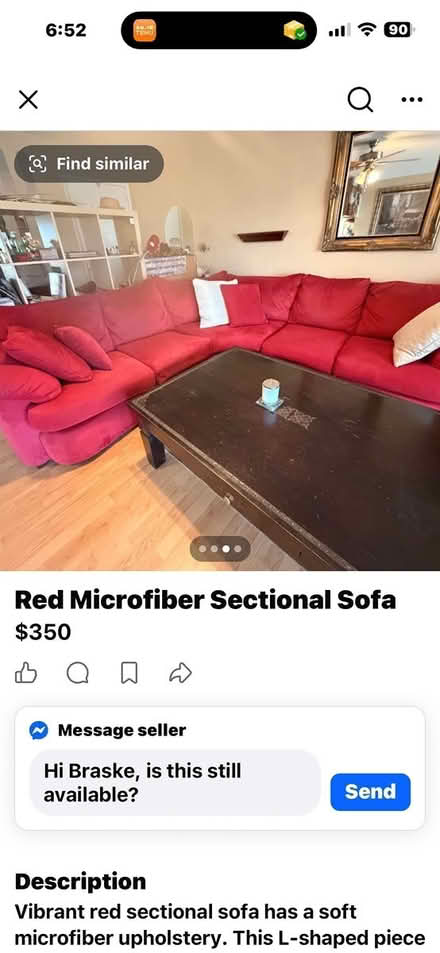 Photo of Red or Burgundy Sofa/ Loveseat/Sect (Up by Mission Lakes Countryclb) #4