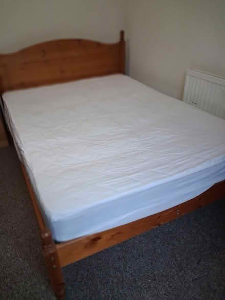 Photo of free Pine bed frame and mattress, double (Primrose LA1) #1